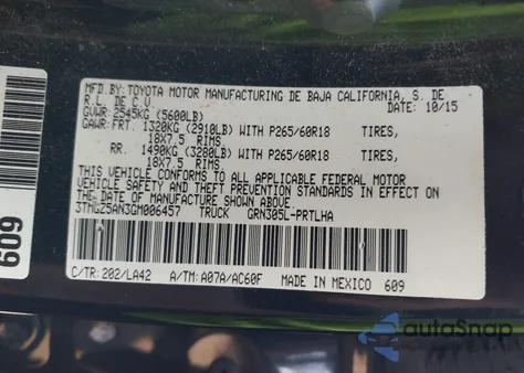 2016 Toyota Tacoma Limited from USA, damaged, VIN 3TMGZ5AN3GM006457